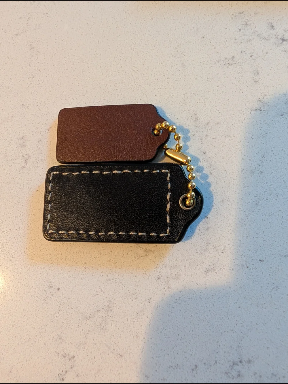 Coach Black & Brown Leather Hang Tag Duo Set 1.5” and 2